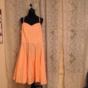 Orange and white plaid dress